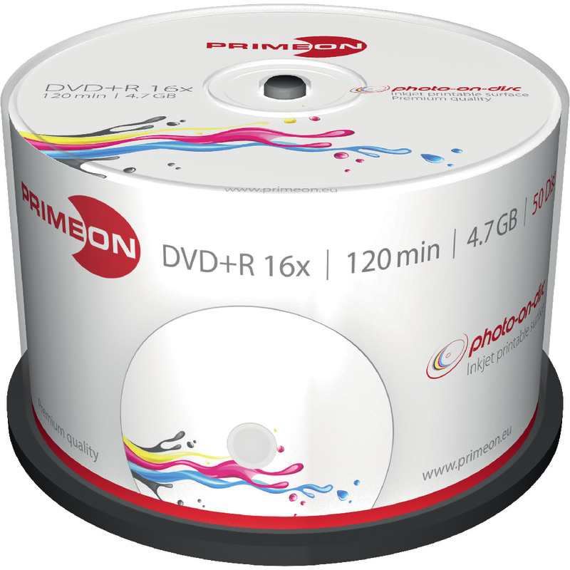 PRIMEON Bedruckbare DVD+R, 4, 7 GB, 50er Spindel PRIMEON Bedruckbare DVD+R, 4, 7 GB, 50er Spindel