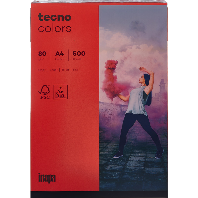 Kopierpapier tecno® colors, DIN A4, 80 g/m², Pack: 500 Blatt - intensivrot