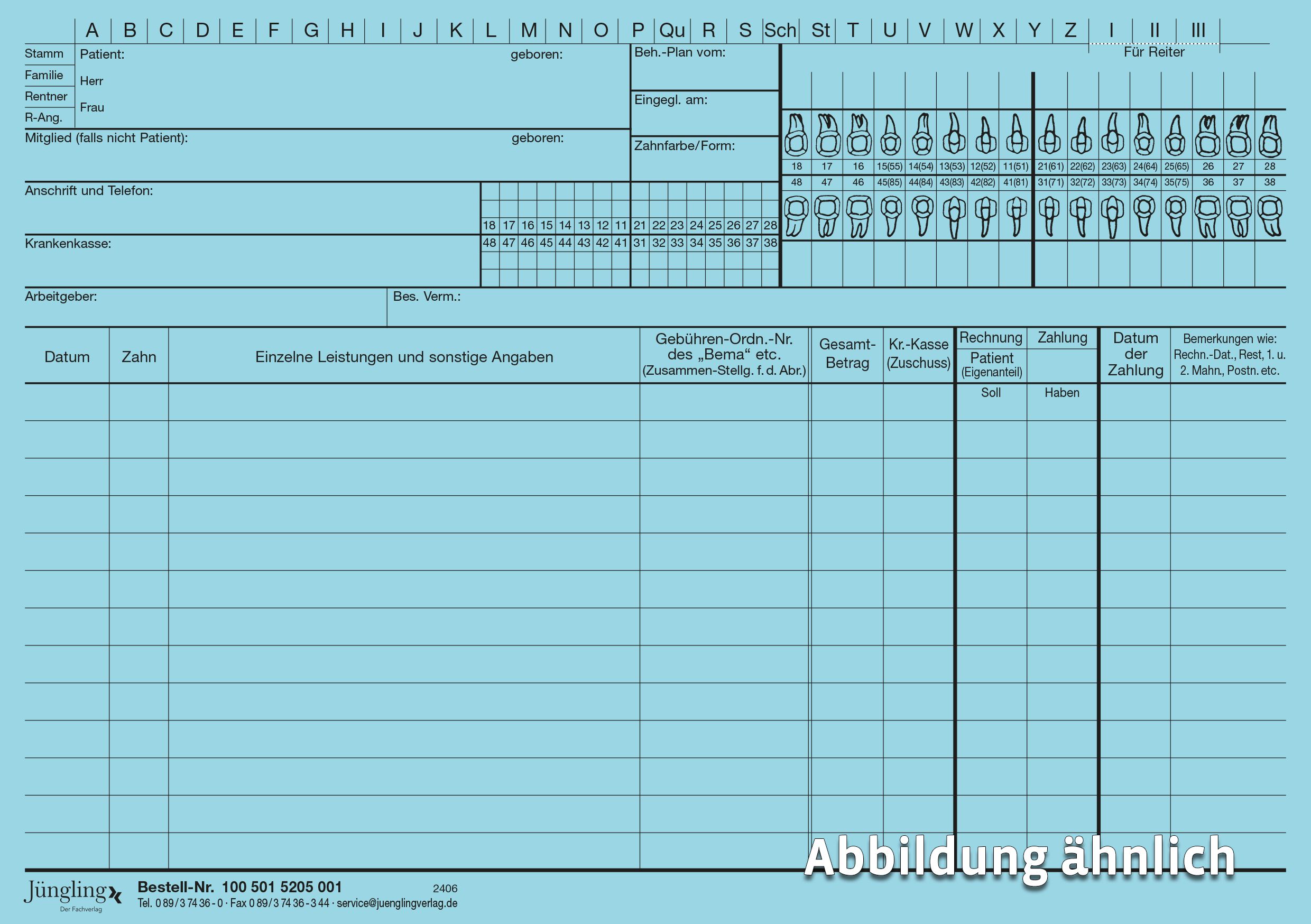 Zahnarzt Universalkartei, blau Zahnarzt Universalkartei, blau