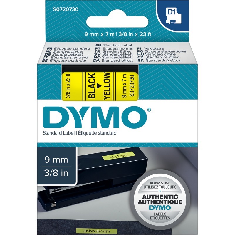 DYMO D1-Beschriftungsband 40918, 9 mm, schwarz/gelb