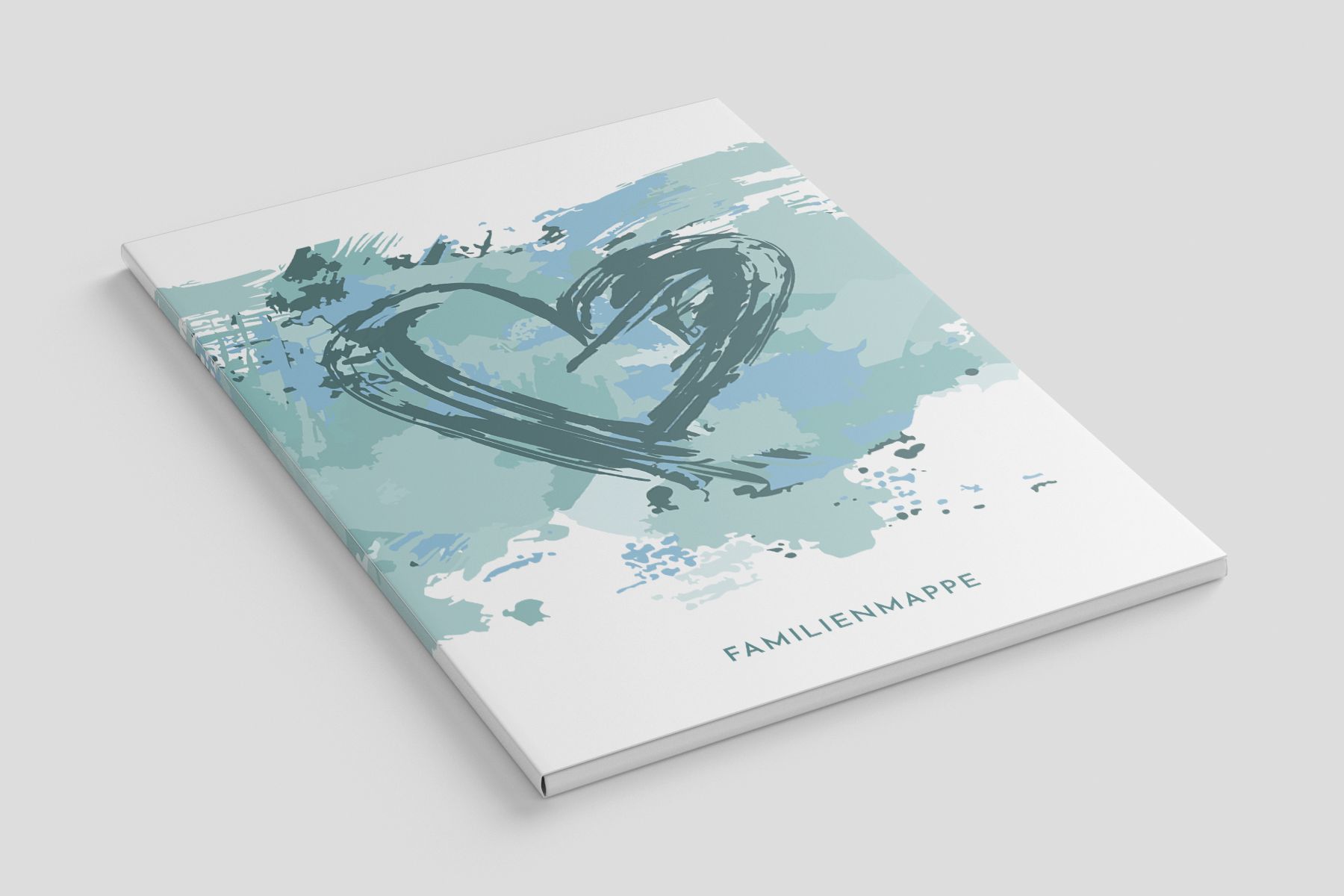 Dokumentenmappe Familienunterlagen, Herz Blau/Grün, DIN A4