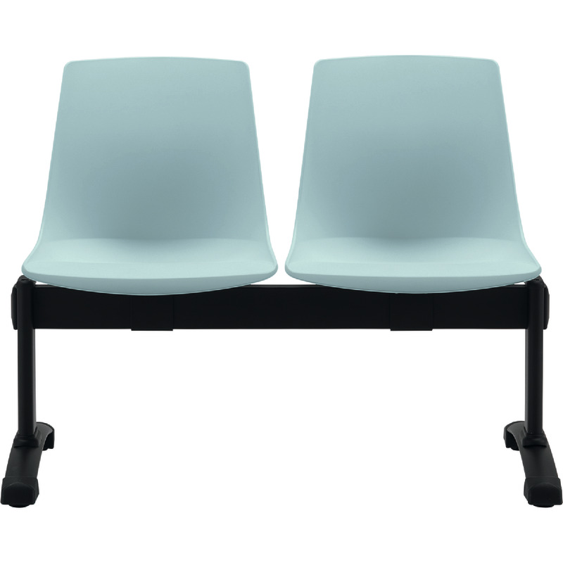 Bisley Traversenbank BLOOM mit Sitzen aus Kunststoff, 2-Sitzer - hellblau