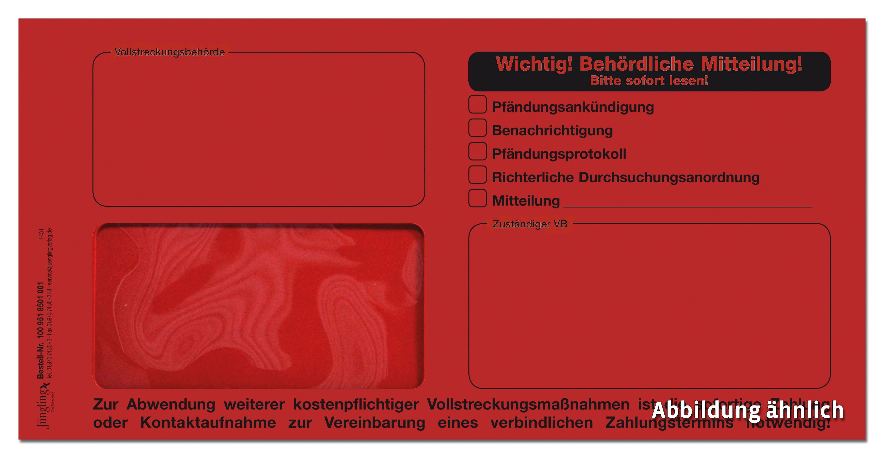 Mitteilungshülle, 229 x 114, mit Fenster links, Signalfarbe (rot)