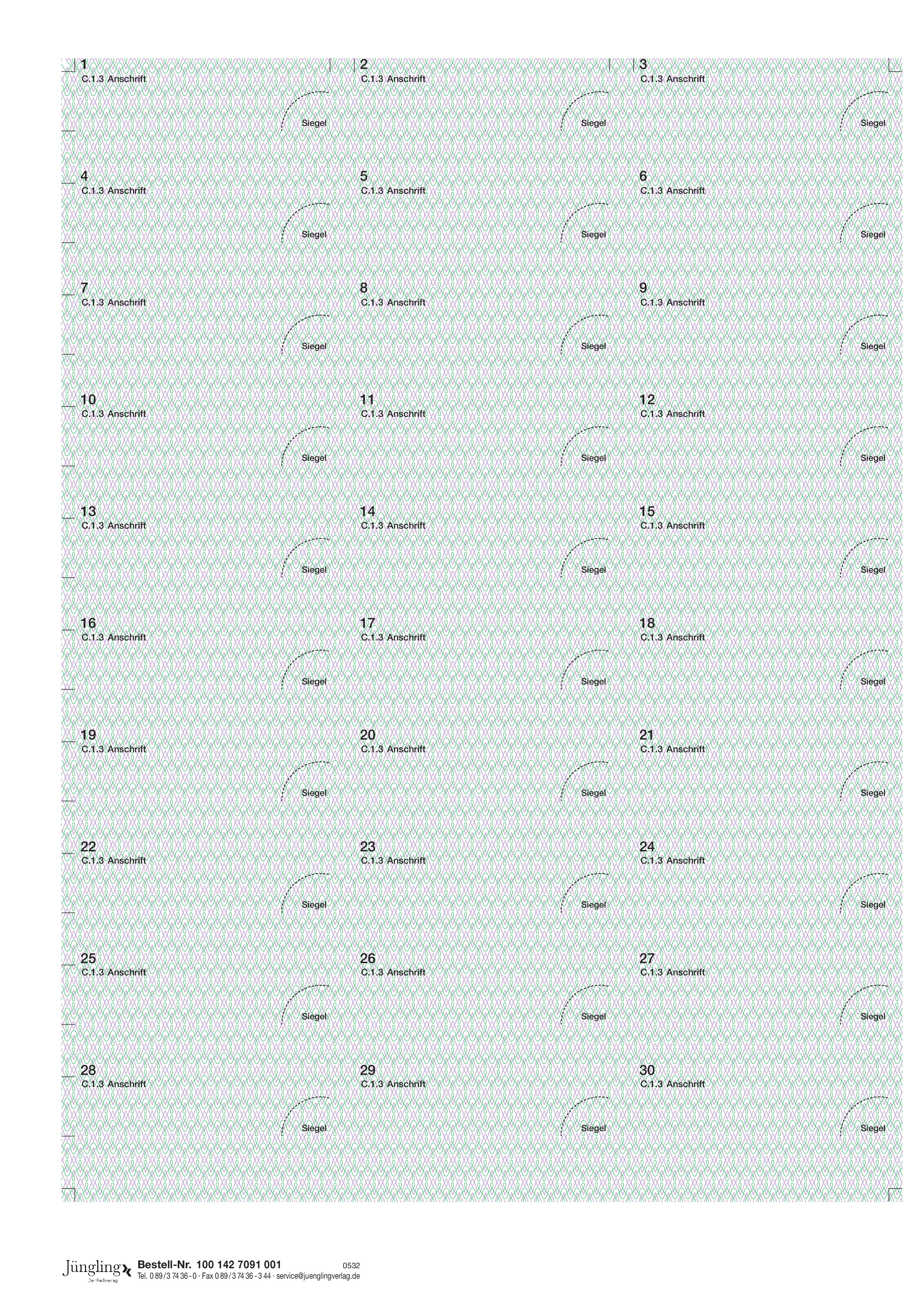 Aufkleber Adressänderung ZB I, Bogen à 30 Stück
