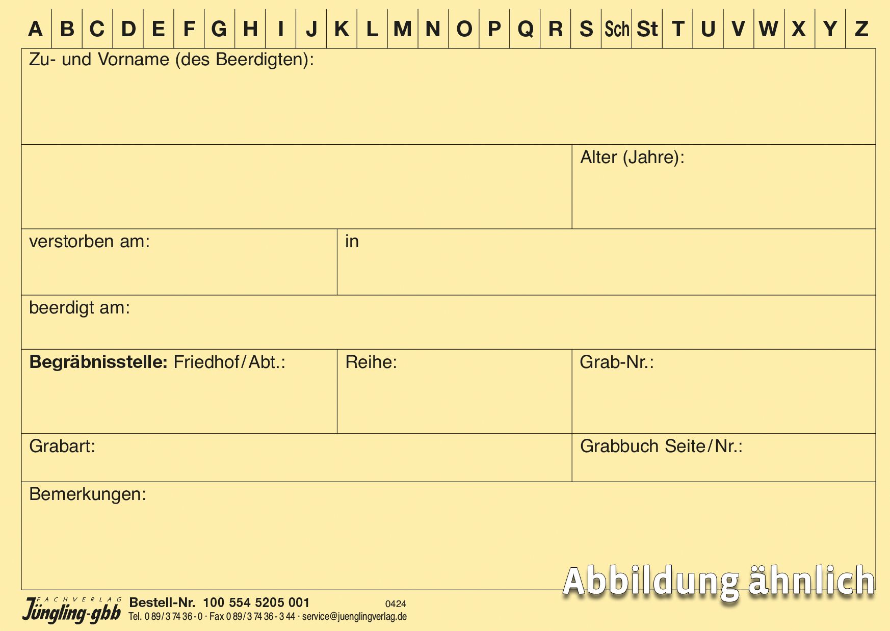 Grabbelegungs-Karteikarte, A6, chamois Grabbelegungs-Karteikarte, A6, chamois