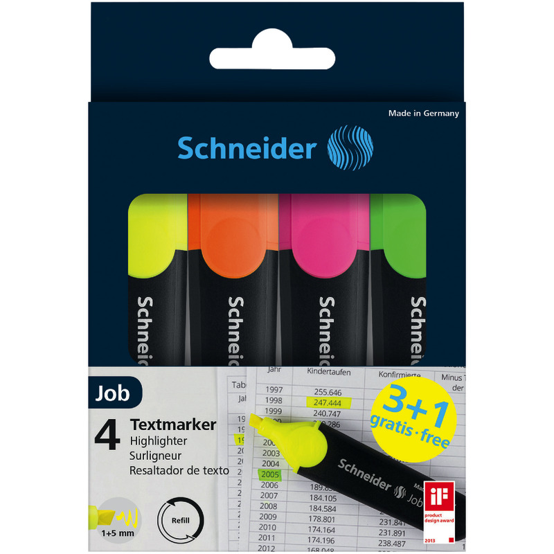 3 + 1 GRATIS! 4 SCHNEIDER Textmarker Job