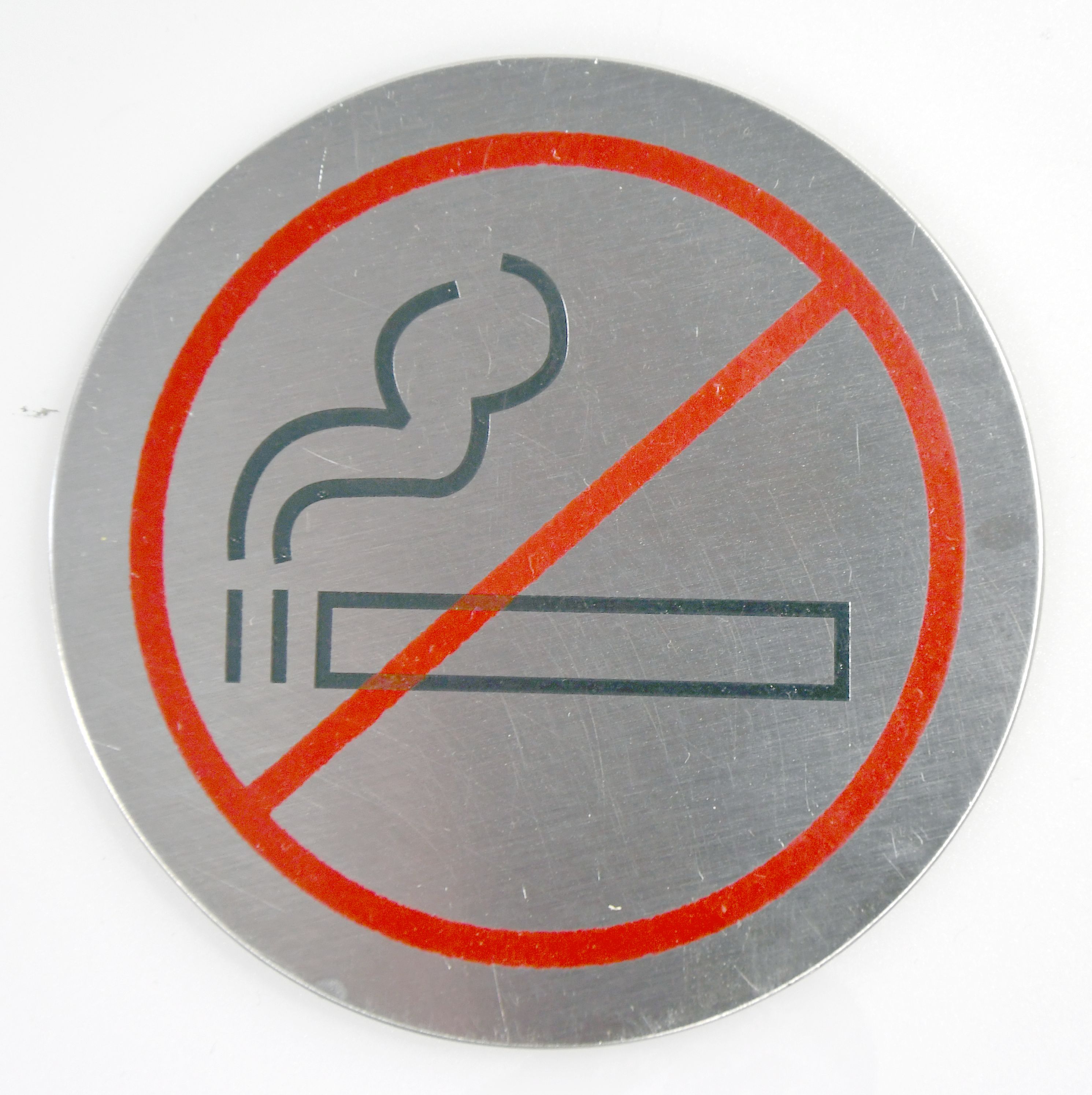 Schild Verbotszeichen Rauchen Verboten, Edelstahl, Durchmesser 75 mm