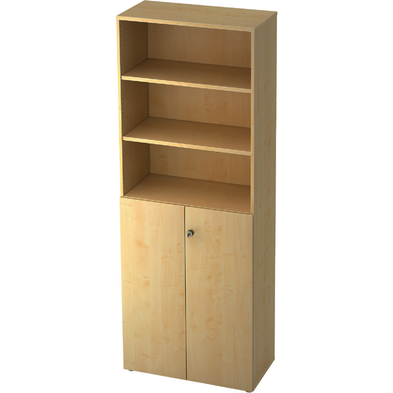 SoldanOffice Aktenschrank PROFI, 6 Ordnerhöhen inkl. 3 Regalelementen, B x H x T: 800 x 2.200 x 420 mm - Ahorn-Dekor