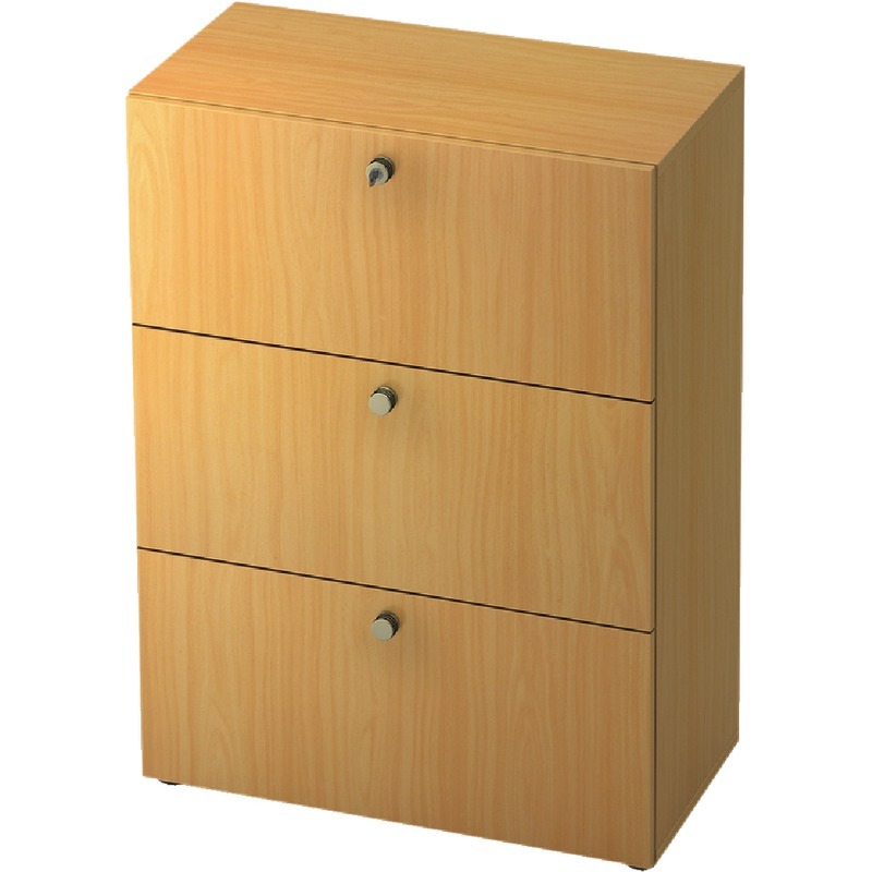 SoldanOffice Aktenschrank PROFI, 3 Ordnerhöhen mit 3 HR-Auszügen, B x H x T: 800 x 1.143 x 420 mm - Buche Dekor