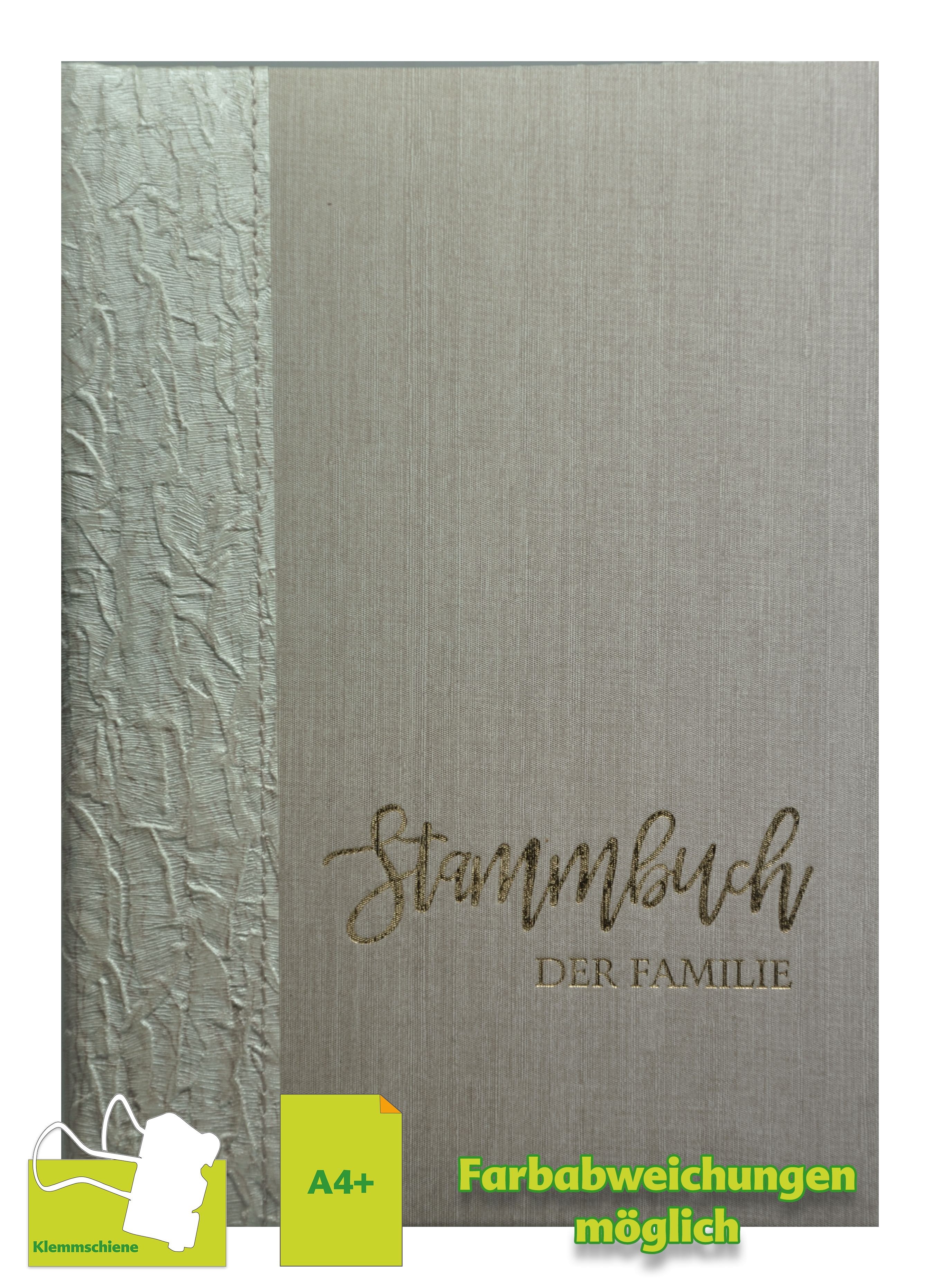 Stammbuch BIANCA, creme/beige, Klemmschiene, DIN A4+