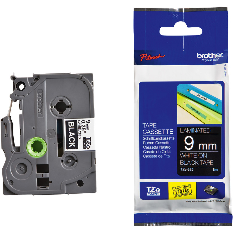 Brother TZE325 Schriftbandkassette, 9 mm, weiß/schwarz Brother TZE325 Schriftbandkassette, 9 mm, weiß/schwarz