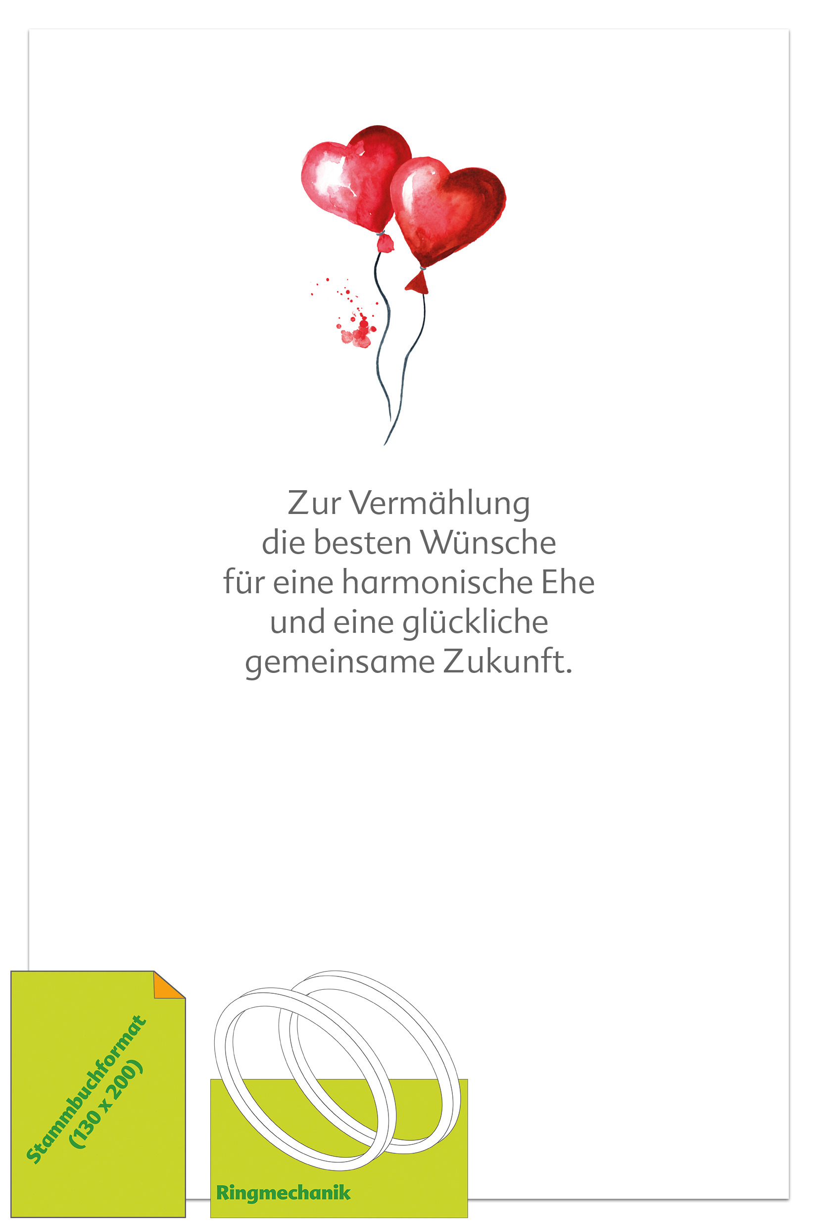 Vorsatzblatt Luftballons Herz, Ringmechanik