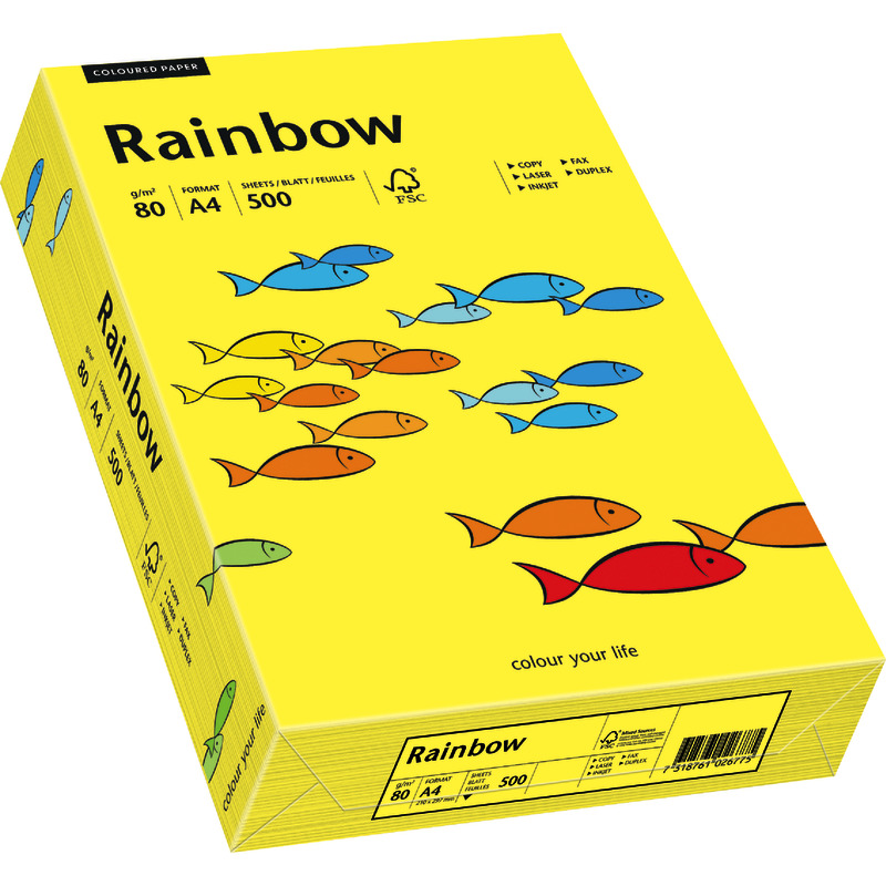 PAPYRUS  Kopierpapier Rainbow COLOURED PAPER, DIN A4, 80 g/m², Pack: 500 Blatt - gelb