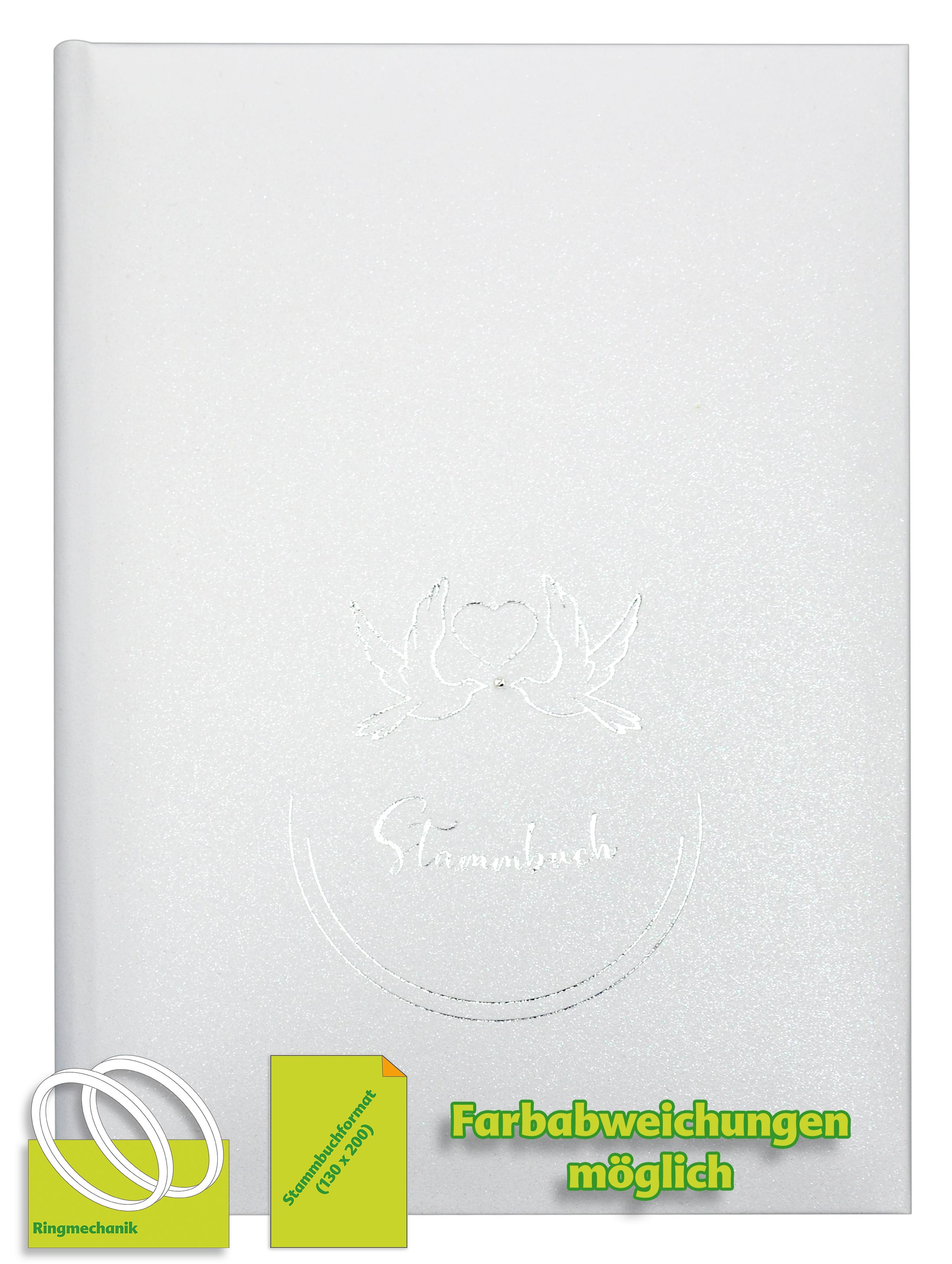 Stammbuch COLOMBINA schneeweiß mit Ringmechanik