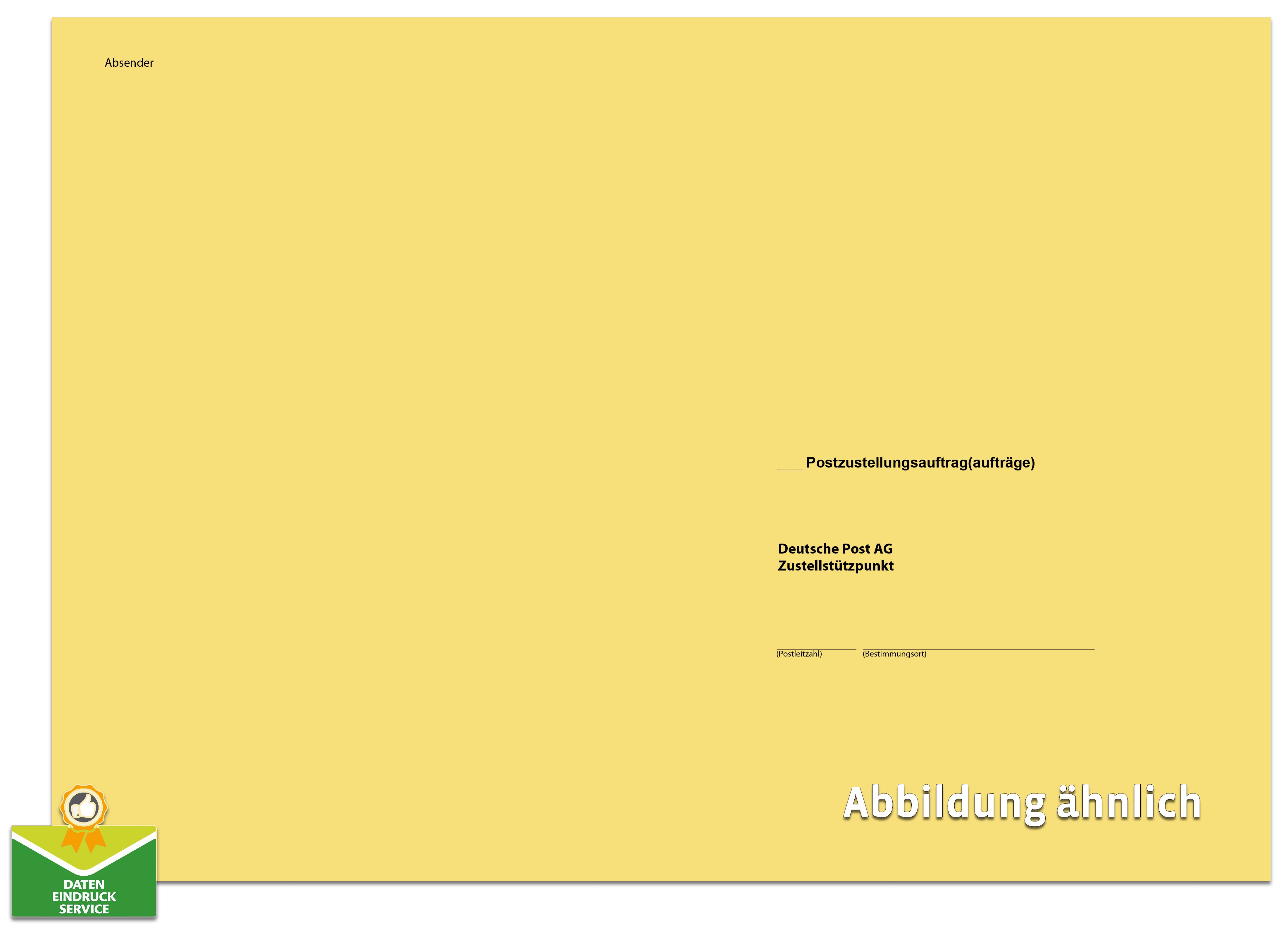 Zustellungsauftrag: Äußerer Umschlag ohne Fenster, haftklebend, 250 x 353 mm, Deutsche Post AG