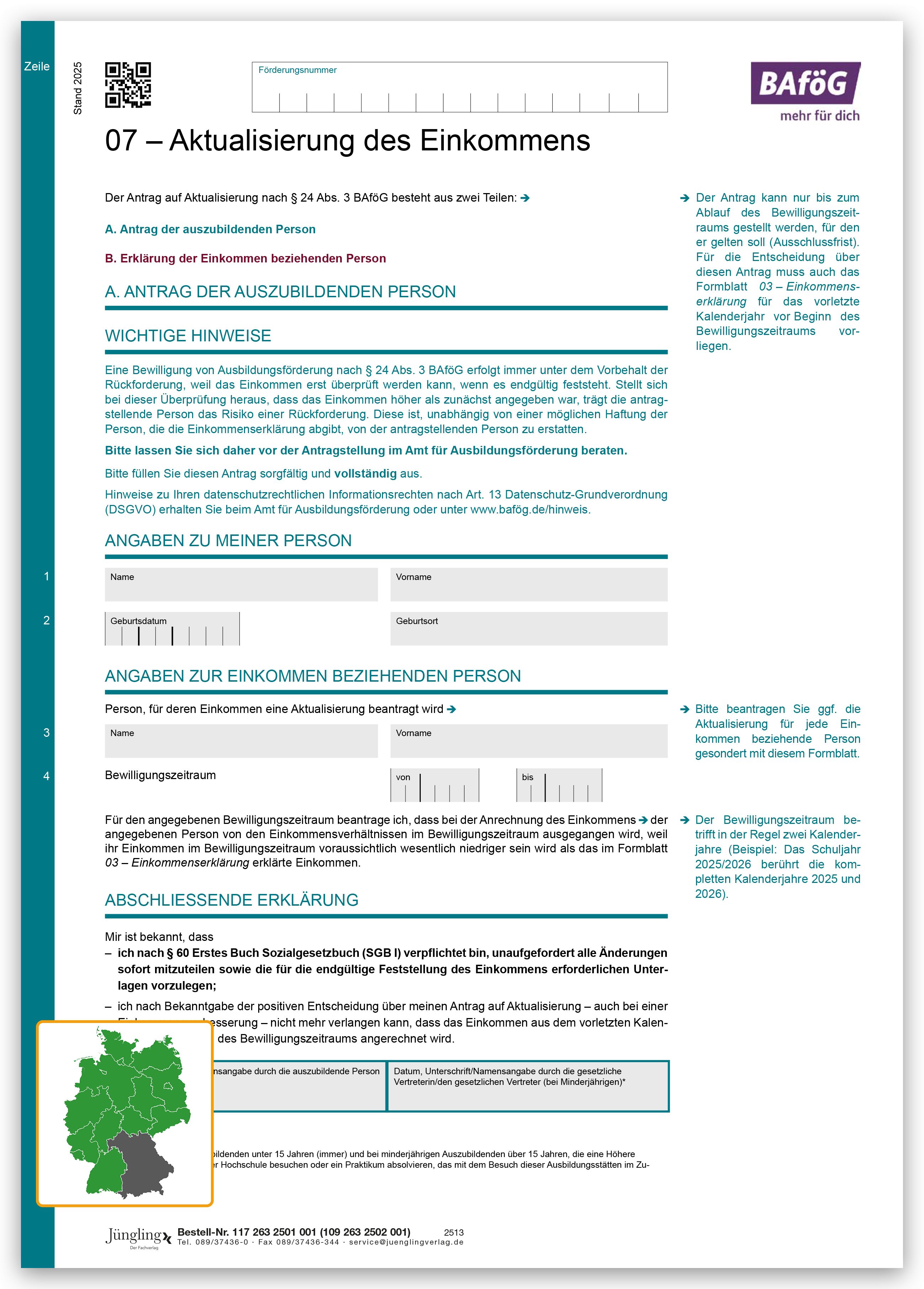 Formblatt 07 - Aktualisierung des Einkommens, DIN A4, 4-seitig