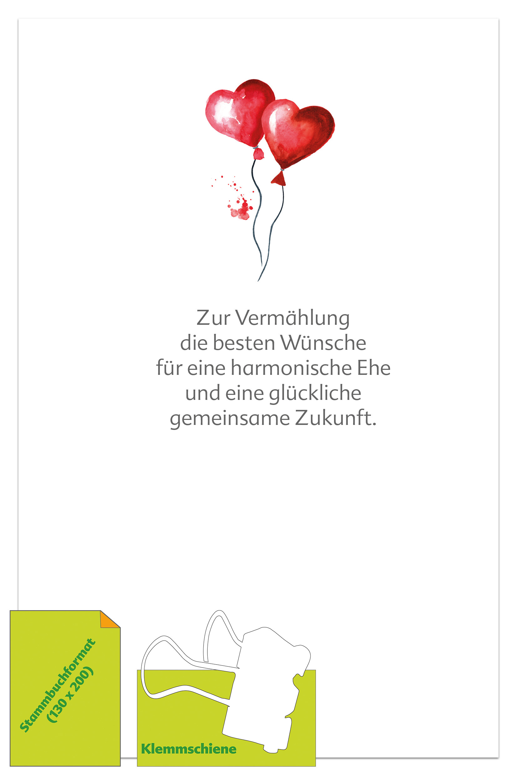 Vorsatzblatt Luftballons Herz, Klemmschiene