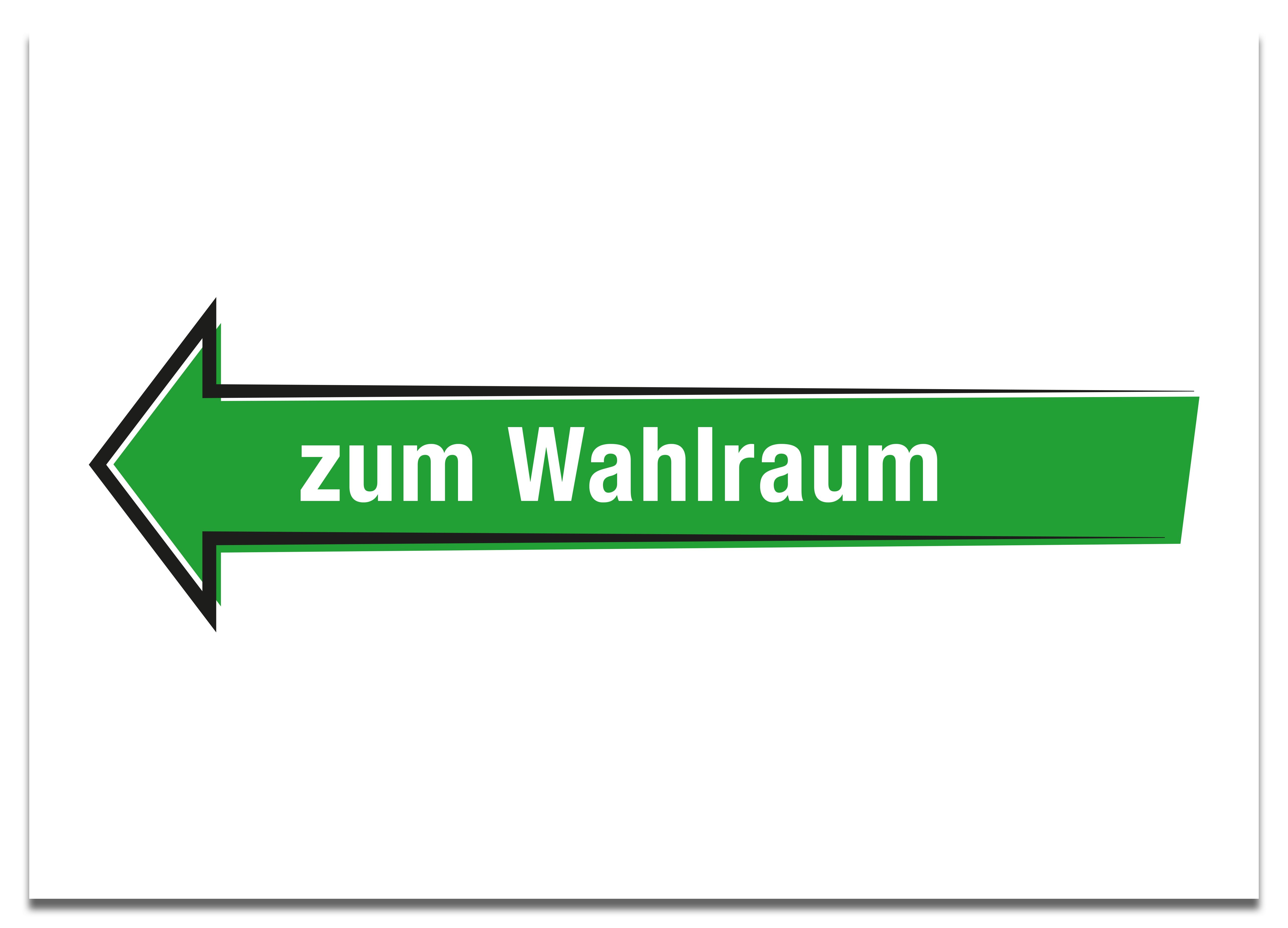 Plakat zum Wahlraum (Pfeil links) A3, farbig