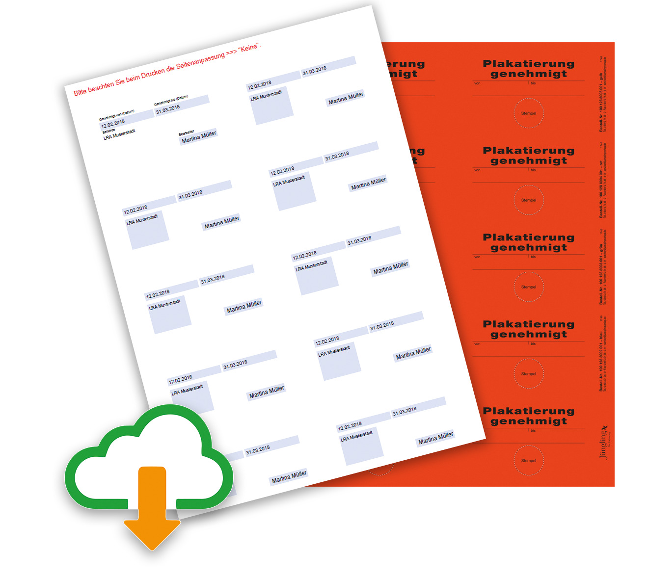 PDF Ausfüllhilfe Bogen für Aufkleber Plakatierung genehmigt 8002, 8003, 8004, 8005