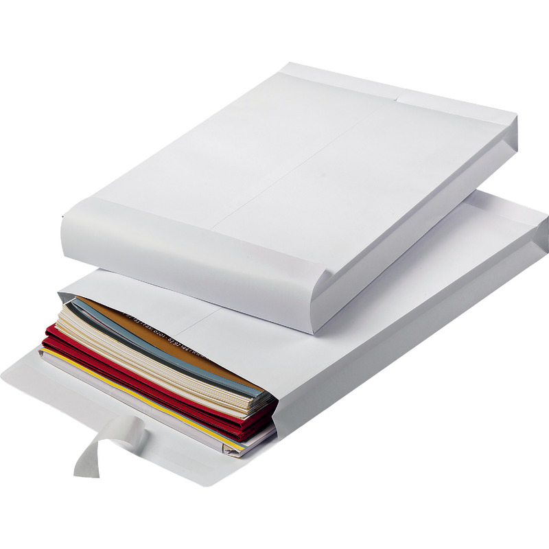 BONG Versandtasche DIN B4 mit Seitenfalte und 40 mm Stehboden, ohne Fenster, weiß, Pack: 100 Stück BONG Versandtasche DIN B4 mit Seitenfalte und 40 mm Stehboden, ohne Fenster, weiß, Pack: 100 Stück