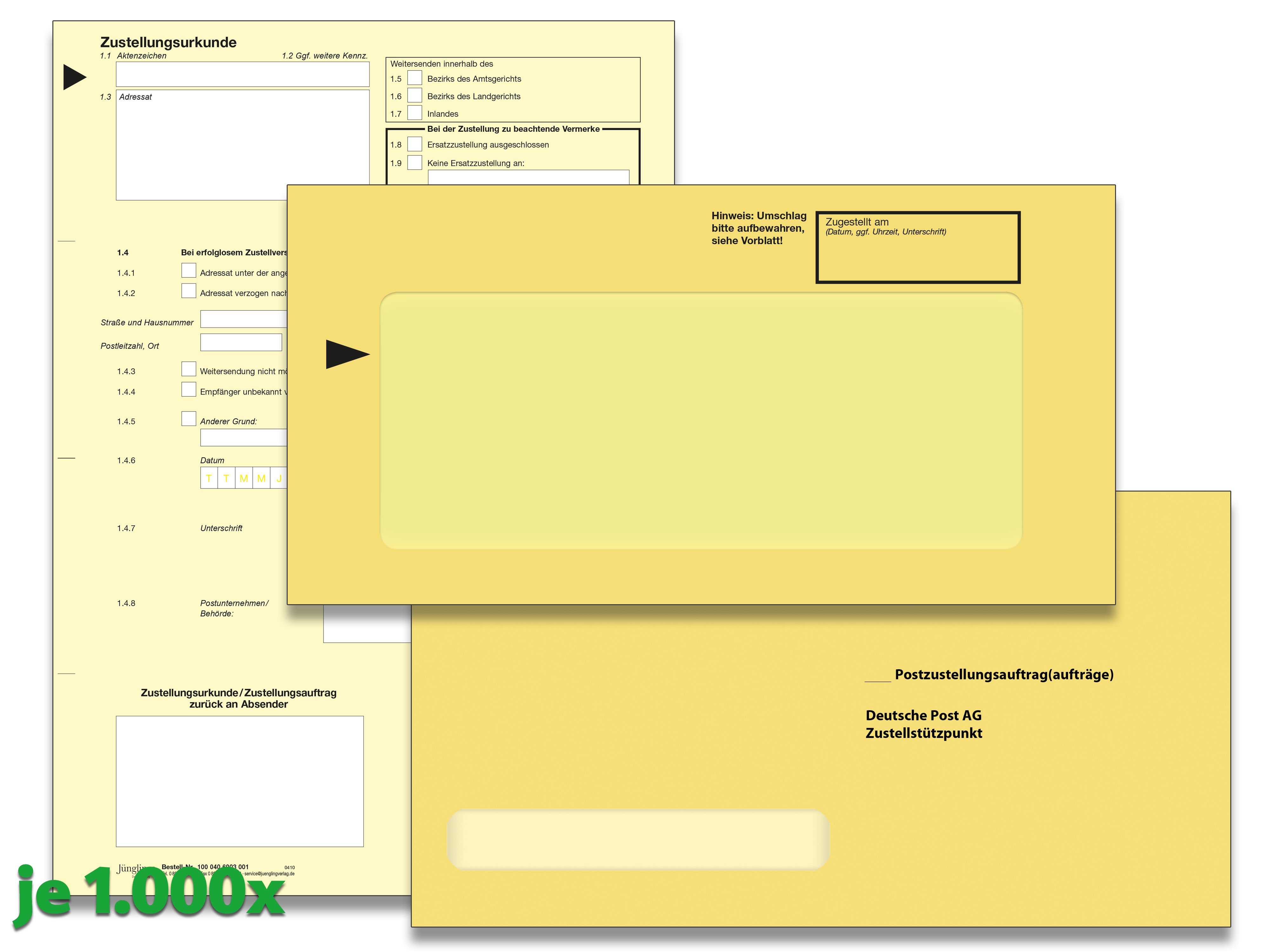Gerichtsvollzieher Zustellungs-Paket für EDV-Verfahren mit PZU