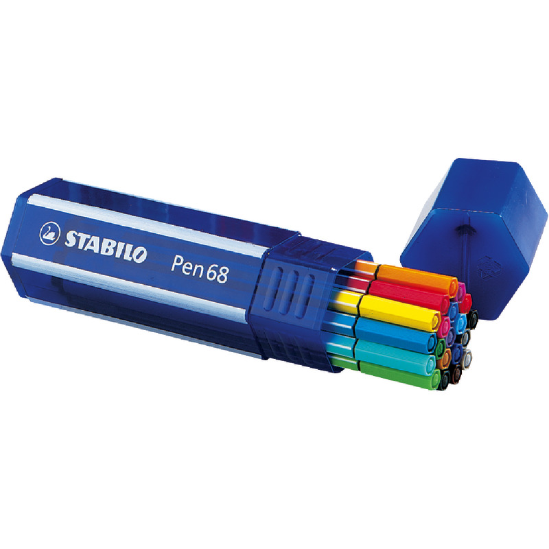 STABILO Premium-Filzstift Pen 68, Box mit 20 farbsortierten Stiften