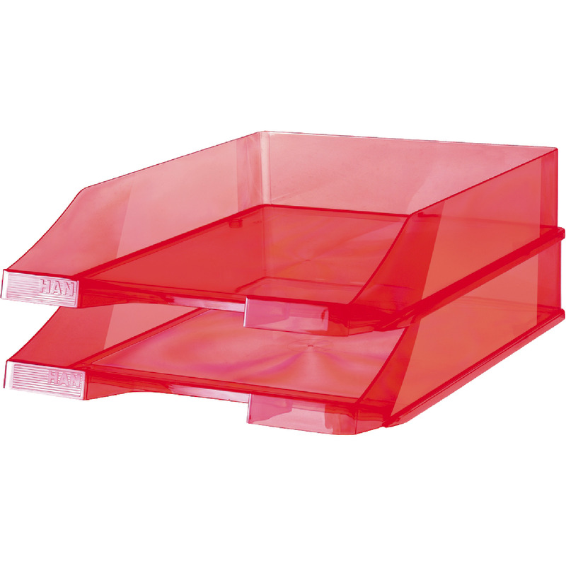 HAN Briefkorb 1026-X KLASSIK transparent, DIN A4/C4, stapelbar - transparent-rot