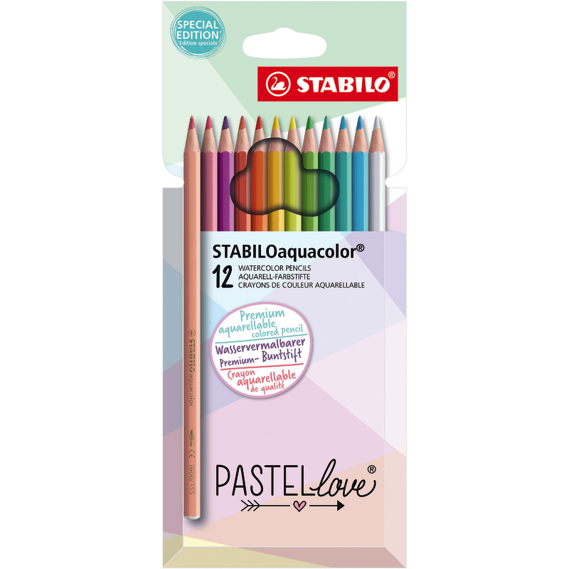 STABILO aquacolor Buntstifte Pastellove, 12er Etui