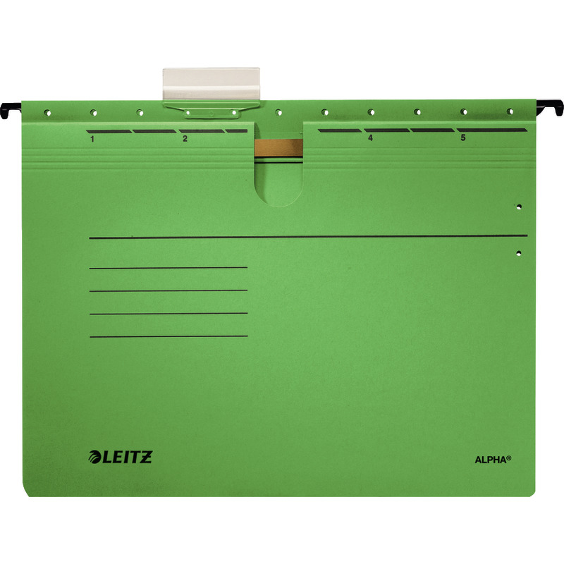 LEITZ Color-Hängehefter Alpha 1984, 1 Abheftvorrichtung, Rechtsheftung, Pack: 5 Stück - grün