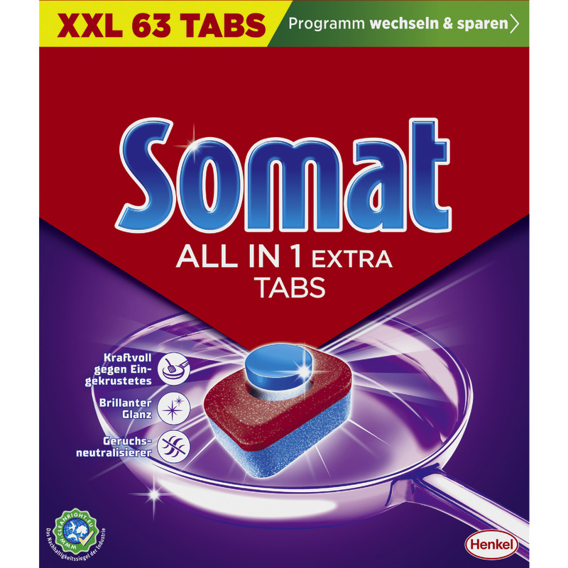 Somat 10 ALL IN 1 EXTRA Geschirrspülmittel-Tabs Multi-Aktiv, 63er Pack