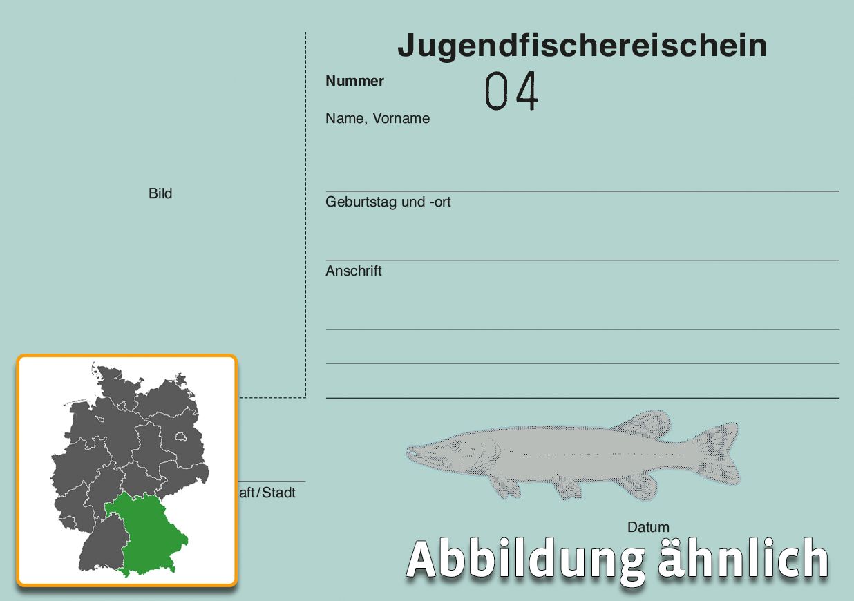 Jugendfischereischein, A7, Schreibleinen blau