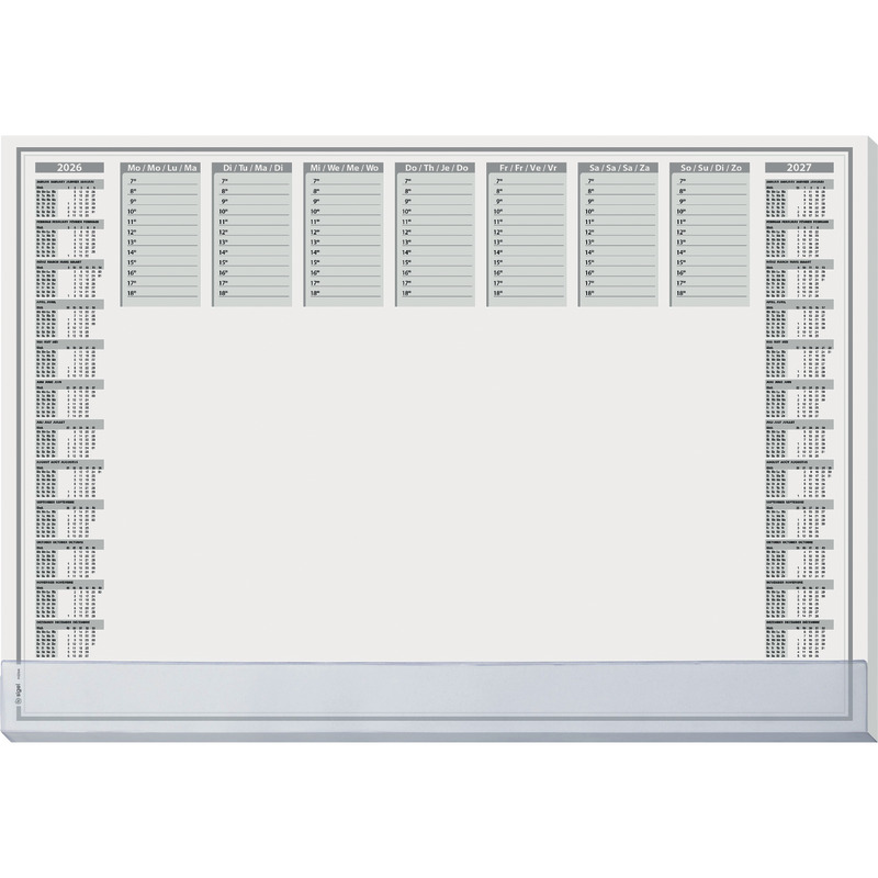 Sigel Schreibunterlage H6366, Protect, weiß, Papier, mit 2-Jahres-Kalender 2026/ 2027  Kantenschutz, 595 x 410 mm