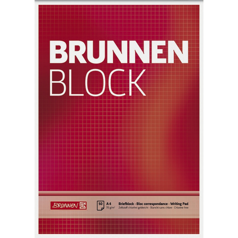 BRUNNEN Briefblock DIN A4, kariert, 50 Blatt