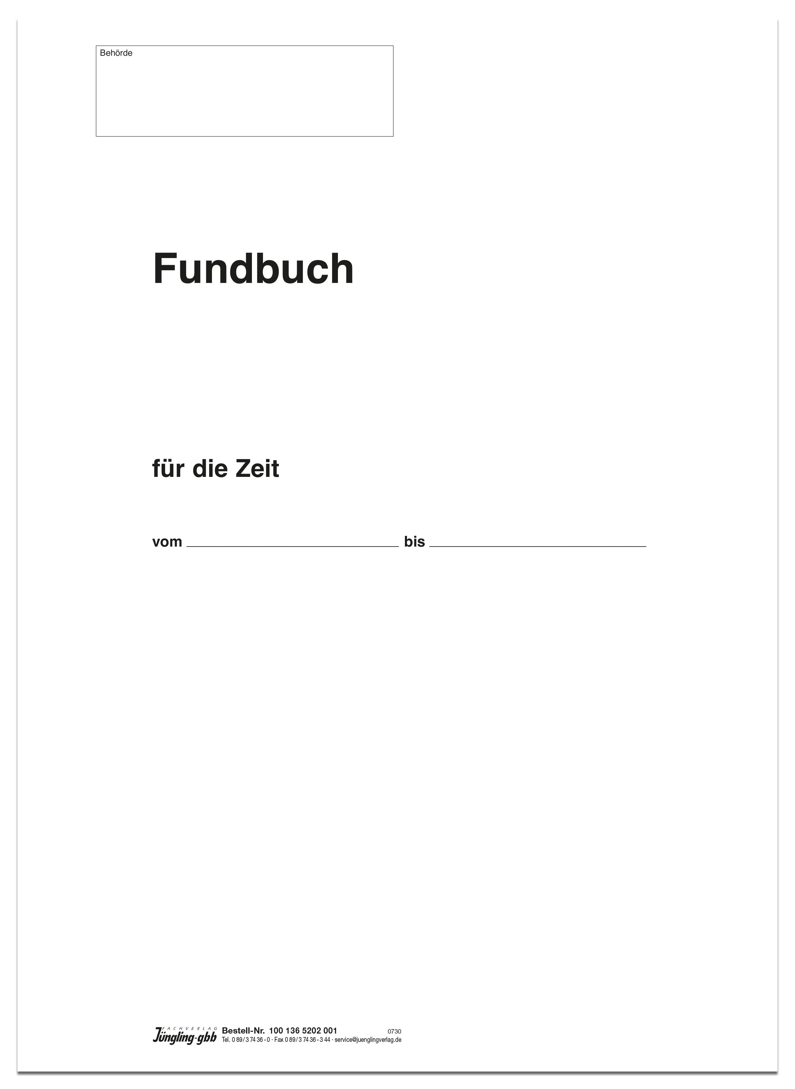 Fundbuch - Titelbogen, A4, 4-seitig Fundbuch - Titelbogen, A4, 4-seitig
