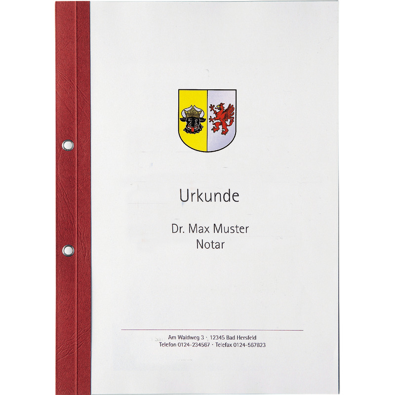 Ösen-Bindemappen mit transparentem Vorderdeckel, Lederstruktur, Rückenstärke 1, 5 mm - burgunder