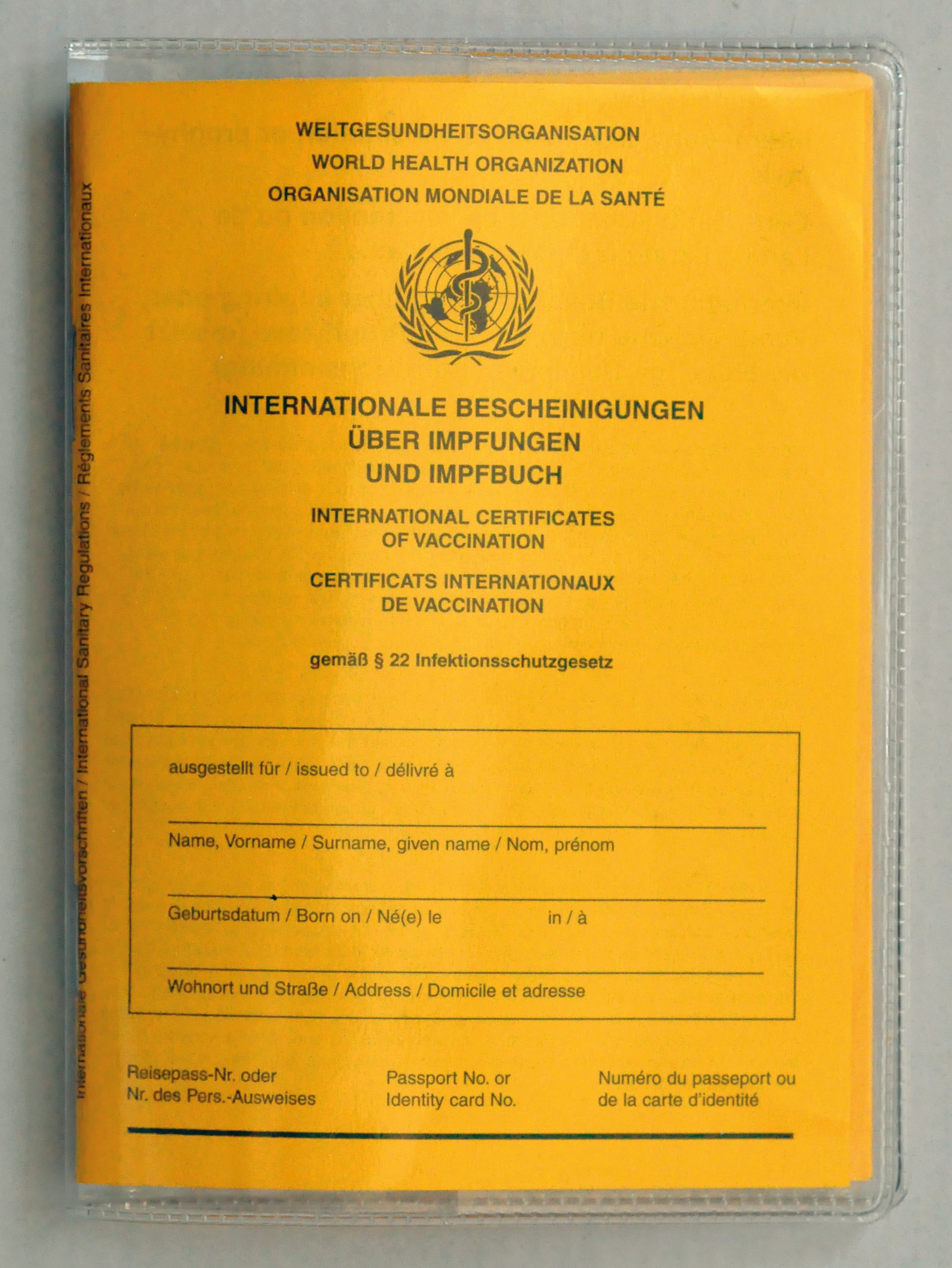 Internationaler Impfausweis mit Schutzhülle
