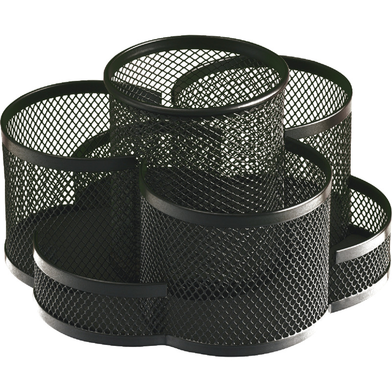 SAKOTA Mesh-Stifteköcher Circles mit 7 Fächern, drehbar - schwarz