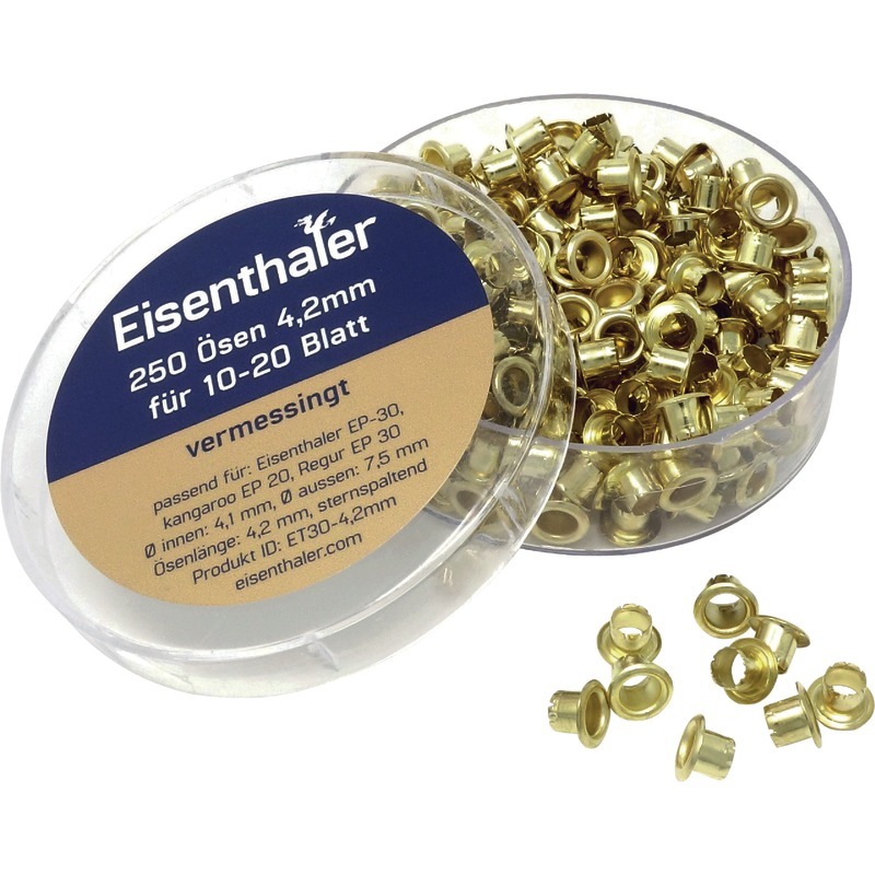 Eisenthaler Ösen ET30-4.2mm, für 10 – 20 Blatt, vermessingt