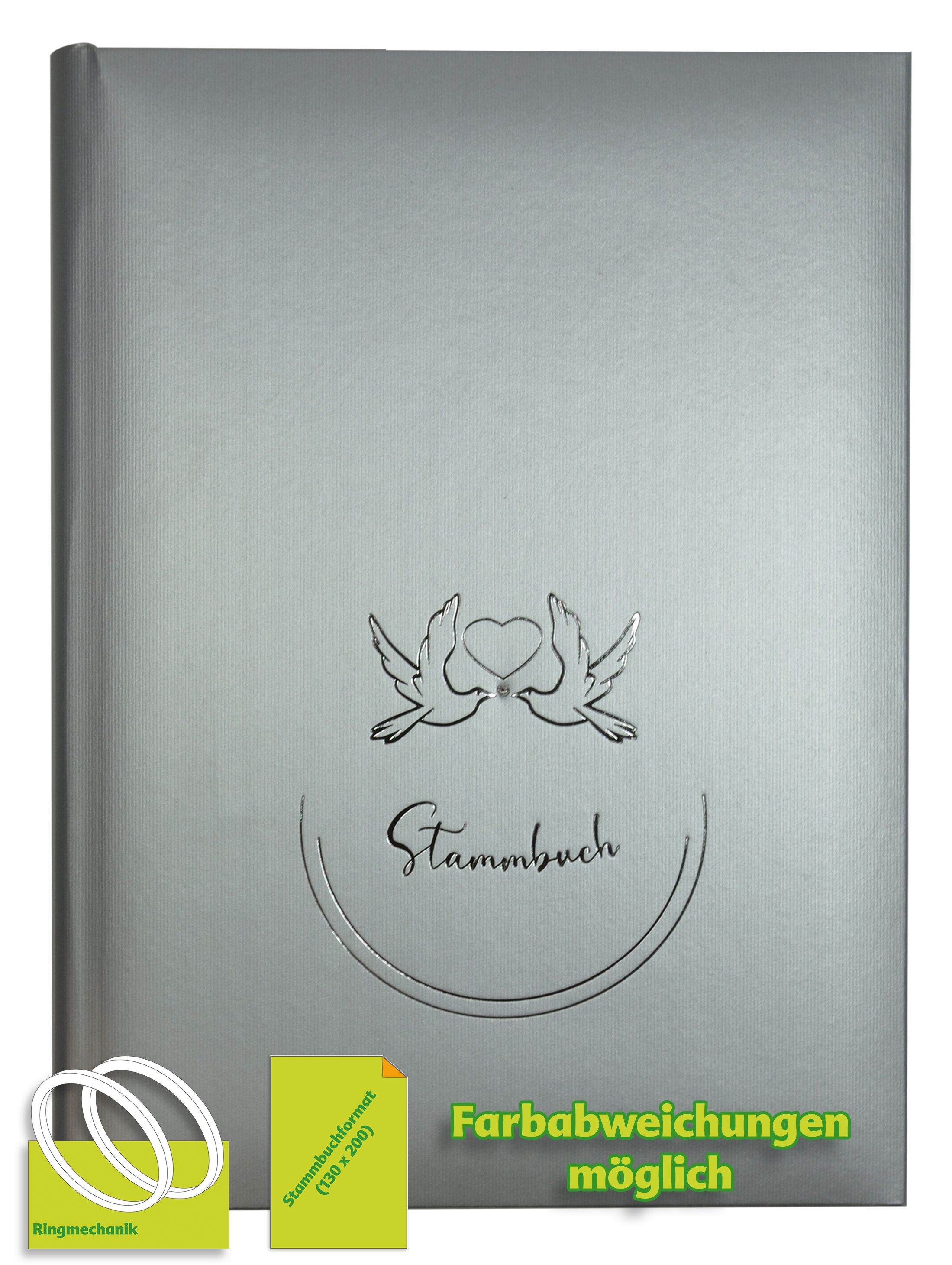 Stammbuch COLOMBINA silber mit Ringmechanik