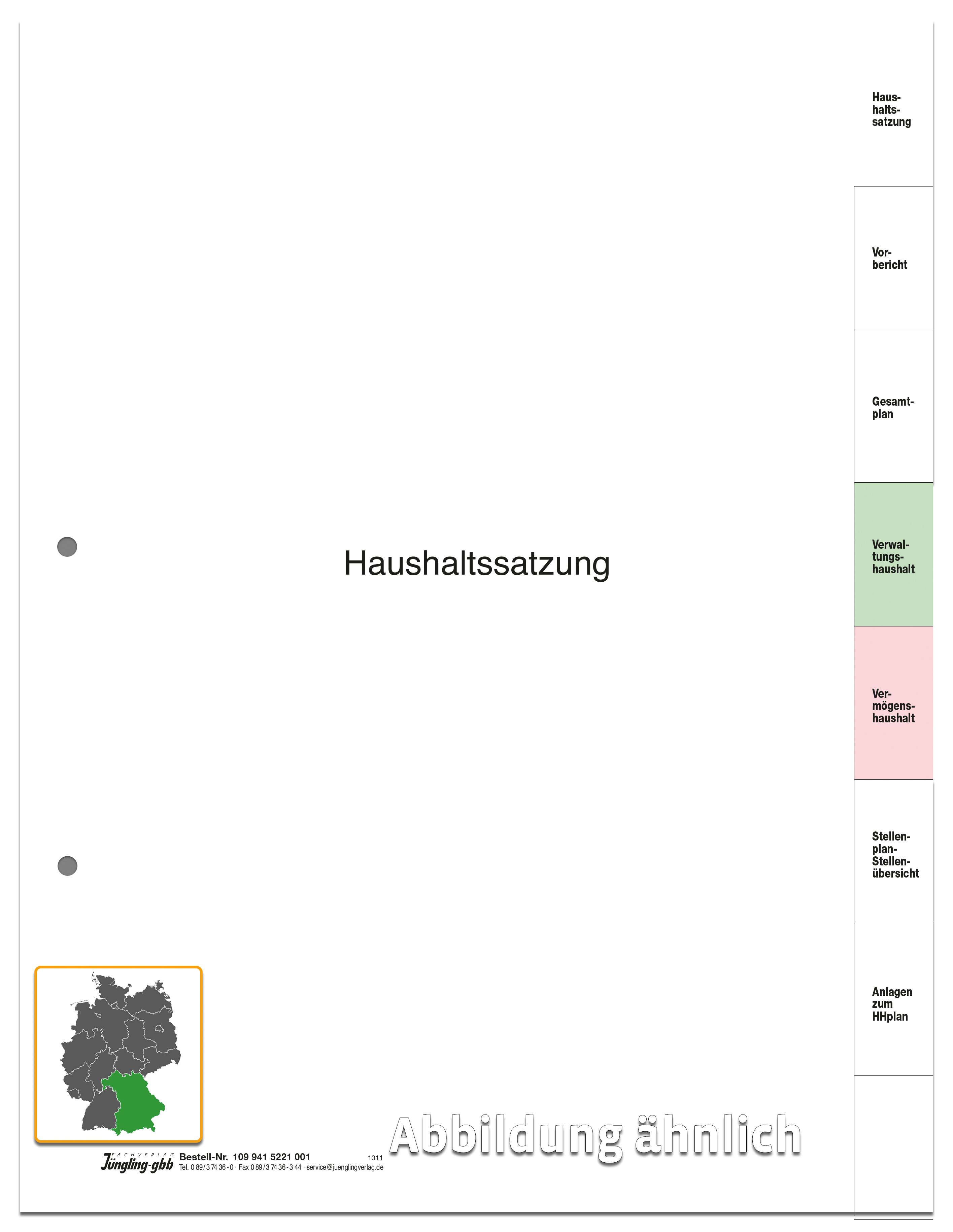 Register-Satz Haushaltssatzung, 8-teilig, DIN A 4 hoch (Lochung links, Registerstanzung rechts) 