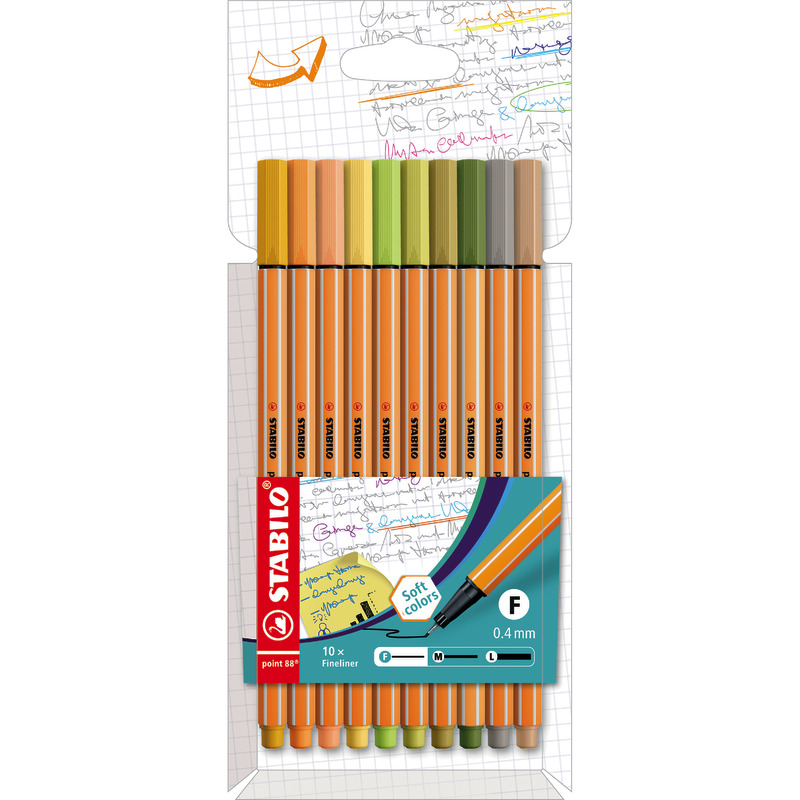 STABILO Fineliner point 88 Soft colors, 10er Kartonetui