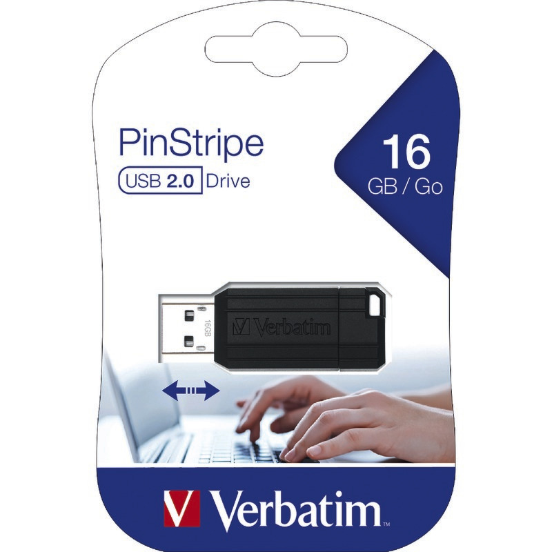 Verbatim USB-Stick Pin Stripe, 16 GB - schwarz