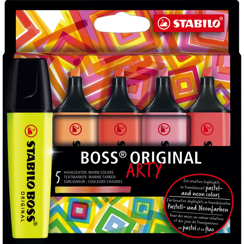 STABILO BOSS ORIGINAL ARTY warme Farben, 5er Kartonetui