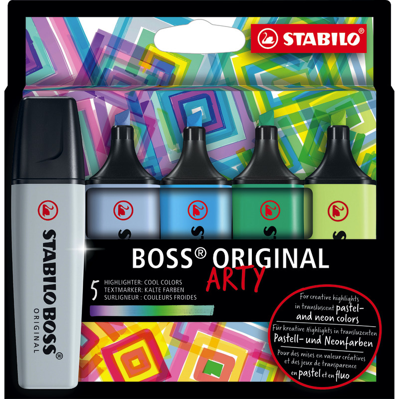 STABILO BOSS ORIGINAL ARTY kühle Farben, 5er Kartonetui