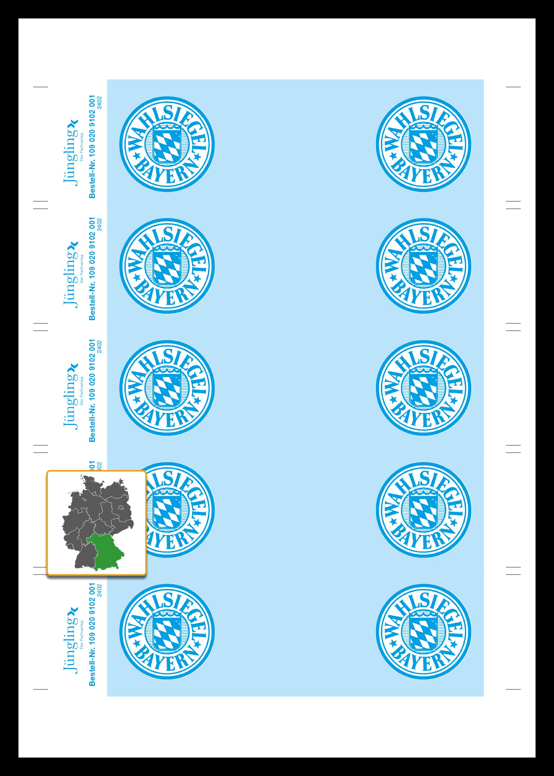 Siegelmarken für Wahlunterlagen, 1 Bogen = 5 Stück