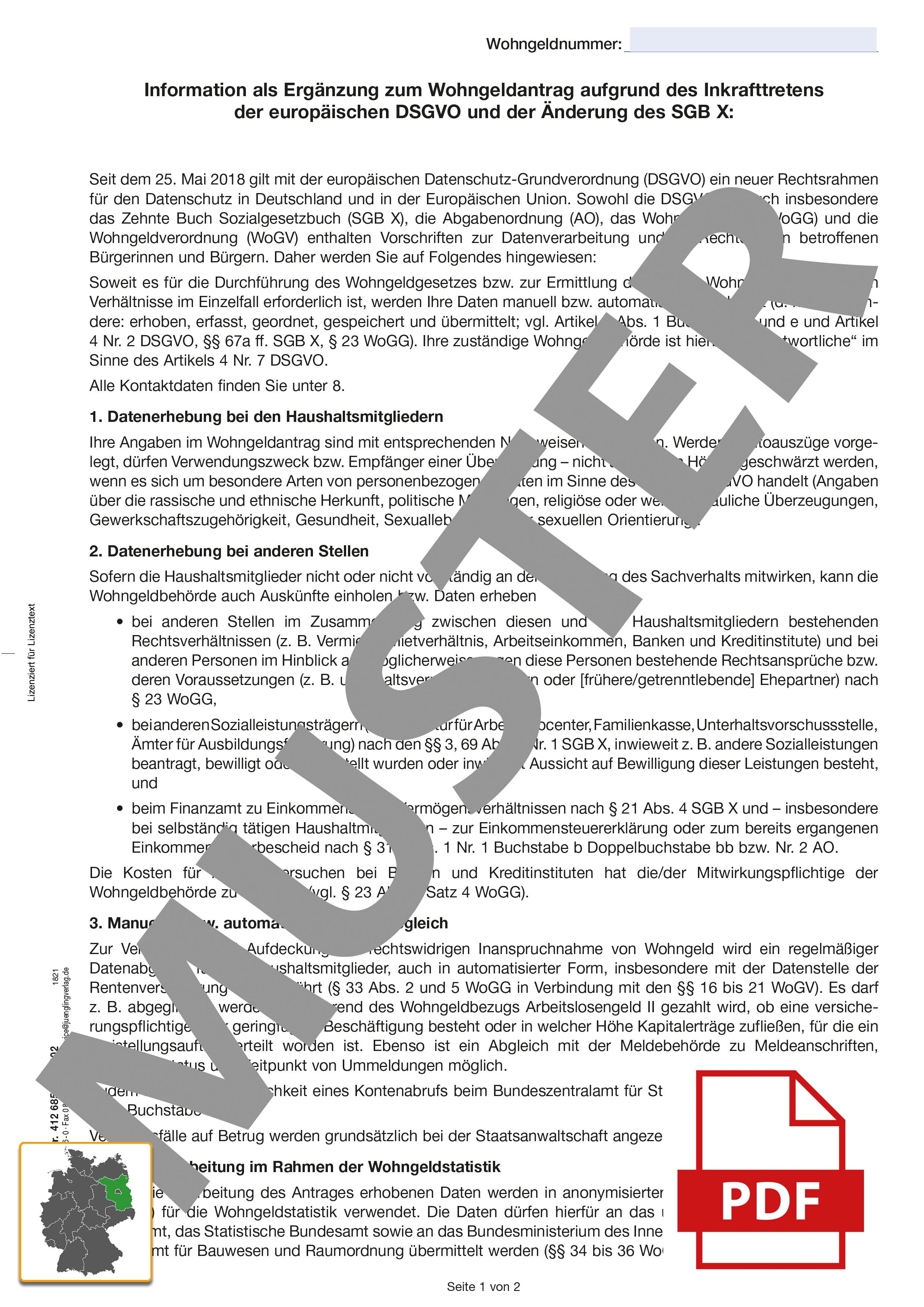 BB-Informationsblatt zum Datenschutz - Europäische DSGVO, PDF ausfüllbar