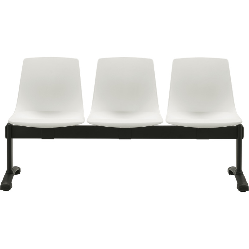 Bisley Traversenbank BLOOM mit Sitzen aus Kunststoff, 3-Sitzer - weiß