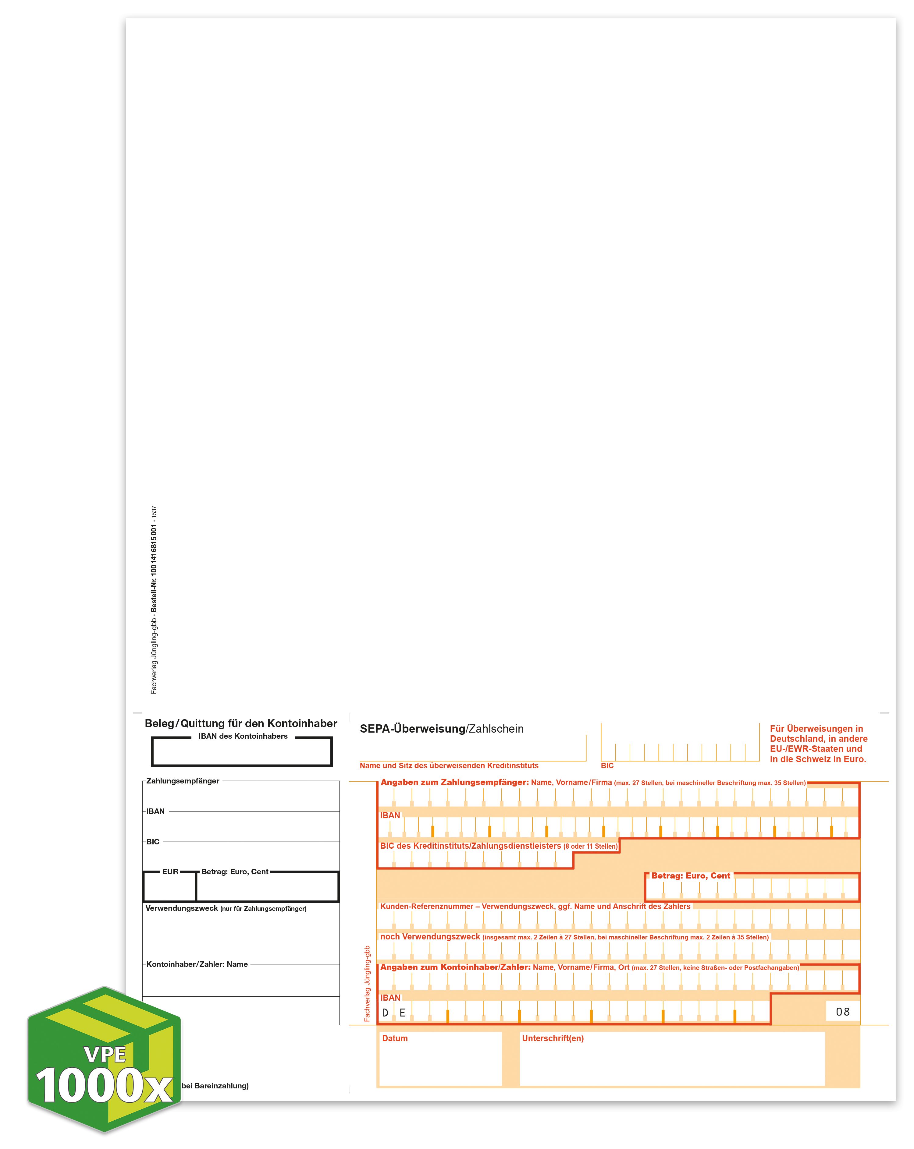 SEPA Zahlschein A4 **AB-data**, Giro unten, Beleg links, [08]