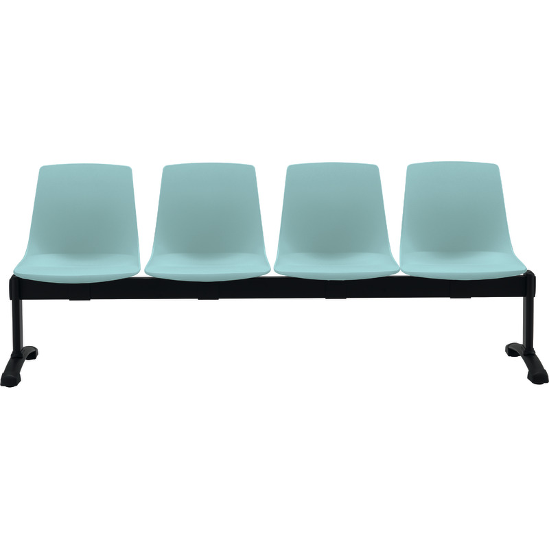 Bisley Traversenbank BLOOM mit Sitzen aus Kunststoff, 4-Sitzer - hellblau