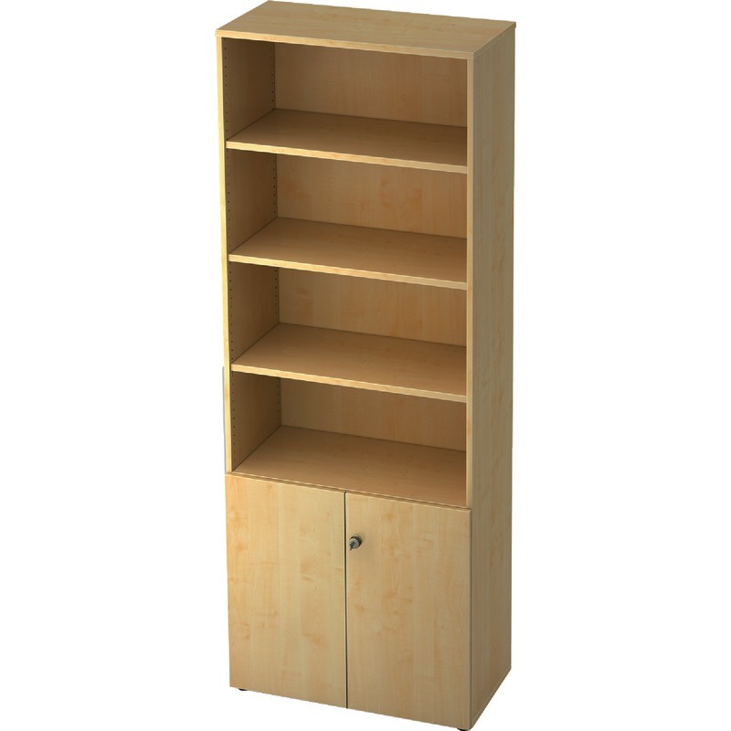 SoldanOffice Aktenschrank PROFI, 6 Ordnerhöhen inkl. 4 Regalelementen, B x H x T: 800 x 2.200 x 420 mm - Ahorn-Dekor